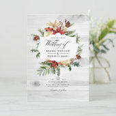 Winter Woodland Weihnachten Rustikaler QR-Code Hoc Einladung (Stehend Vorderseite)