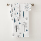 Winter Woodland Weihnachtsbaumen Minimalistisch Bl Badhandtuch Set (Insitu)
