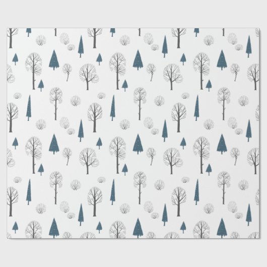 Winter Woodland Weihnachtsbaumen Minimalistisch Bl Geschenkpapier (Flach)