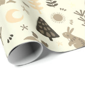 Winter Woodland Whimsy, Weihnachts-Bunny und Owl Geschenkpapier (Rolleneckpunkt)