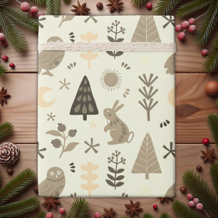 Winter Woodland Whimsy, Weihnachts-Bunny und Owl Geschenkpapier