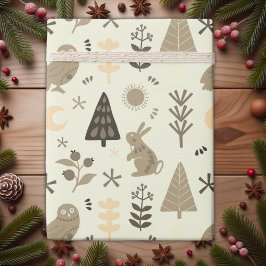 Winter Woodland Whimsy, Weihnachts-Bunny und Owl Geschenkpapier