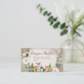 Winter Woodland Windeln Raffel Weiße Blüte Begleitkarte (Stehend Vorderseite)
