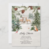 Winter Woodland Wonderland Baby Dusche Einladung (Vorderseite)