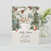Winter Woodland Wonderland Baby Dusche Einladung (Stehend Vorderseite)