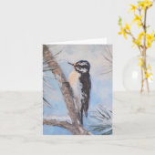 Winter Woodpecker Fine Art Jeder Anlass Karte (Gelbe Blume)