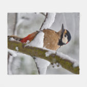 Winter Woodpecker Fleece Blanket (Vorderseite (Horizontal))