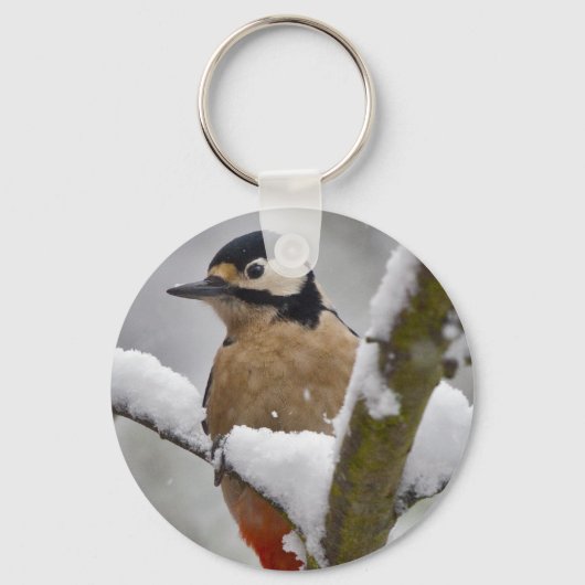Winter Woodpecker Keyring Schlüsselanhänger (Vorderseite)