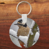Winter Woodpecker Keyring Schlüsselanhänger (Vorderseite)