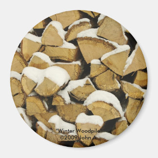 Winter Woodpile Magnet