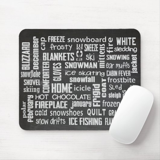 Winter Word Collage Mousepad (Mit Mouse)