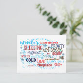 Winter Words Fun Typography Holiday Postcard Feiertagspostkarte (Stehend Vorderseite)