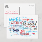 Winter Words Fun Typography Holiday Postcard Feiertagspostkarte (Vorne/Hinten)