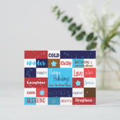 Winter Words Fun Typography Holiday Postcard Feiertagspostkarte (Stehend Vorderseite)