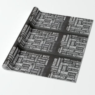 Winter-Wortwolke auf Schiefertafel Geschenkpapier