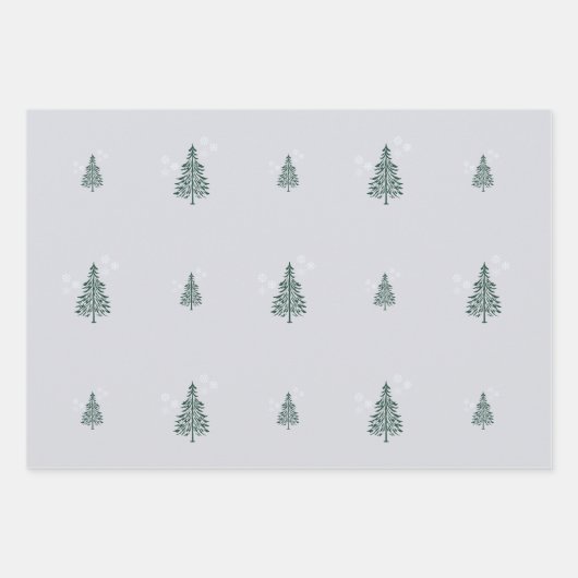 Winter Wrapping Paper Set - Evergreen Trees & Snow Geschenkpapier Set (Vorderseite 3)