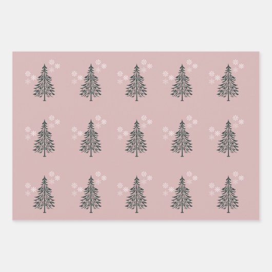 Winter Wrapping Paper Set - Evergreen Trees & Snow Geschenkpapier Set (Vorderseite 2)