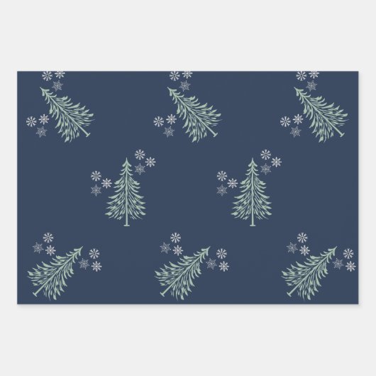 Winter Wrapping Paper Set - Evergreen Trees & Snow Geschenkpapier Set (Vorderseite)