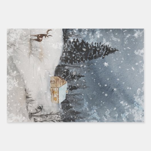 Winter Wrapping Paper Sheets Geschenkpapier Set (Vorderseite 3)