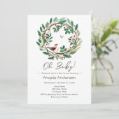 Winter Wreath Berry Christmas Baby Shower Einladung (Stehend Vorderseite)
