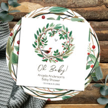 Winter Wreath Berry Christmas Baby Shower