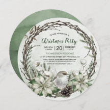 Winter Wreath Poinsettia & Bird Weihnachten