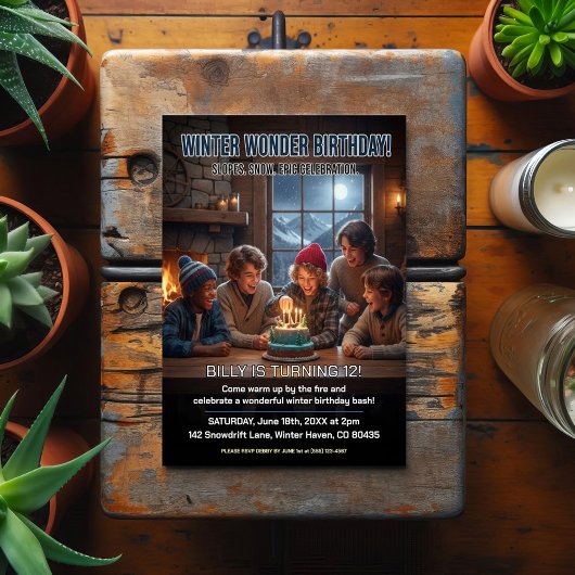 Winter-Wunder-Geburtstagsfeier Postkarte