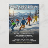 Winter-Wunder-Schneebrett-Geburtstagsfeier Postkarte (Vorderseite)