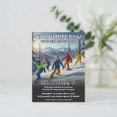 Winter-Wunder-Schneebrett-Geburtstagsfeier Postkarte (Stehend Vorderseite)