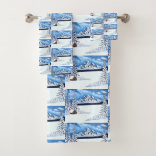 Winter-Wunder Szene Badhandtuch Set