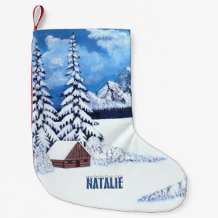 Winter-Wunder Szene Kleiner Weihnachtsstrumpf