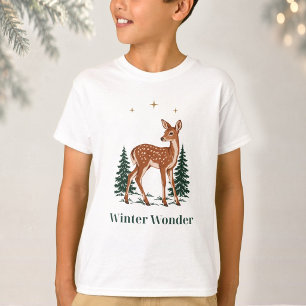Winter-Wunder-Wald-Reh-Weihnachten-Jugend T-Shirt