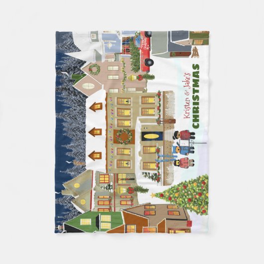 Winter-Wunderhäuser Weihnachtsstadt Caroling Fleecedecke (Vorderseite)