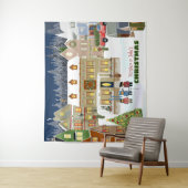 Winter-Wunderhäuser Weihnachtsstadt Caroling Wandteppich (Beispiel)