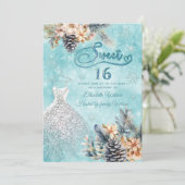 Winter Wunderland Blumen Adorable Kleid süß 16 Einladung (Stehend Vorderseite)