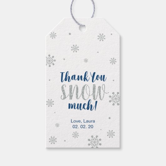 Winter Wunderland Danke Schnee viel Gefallen Tag Geschenkanhänger (Vorderseite)