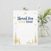 Winter Wunderland Dankeschön Karte - Navy & Gold (Stehend Vorderseite)