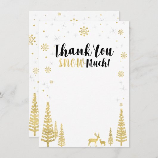 Winter Wunderland Dankeschön Karte - Schwarz & Gol (Vorne/Hinten)