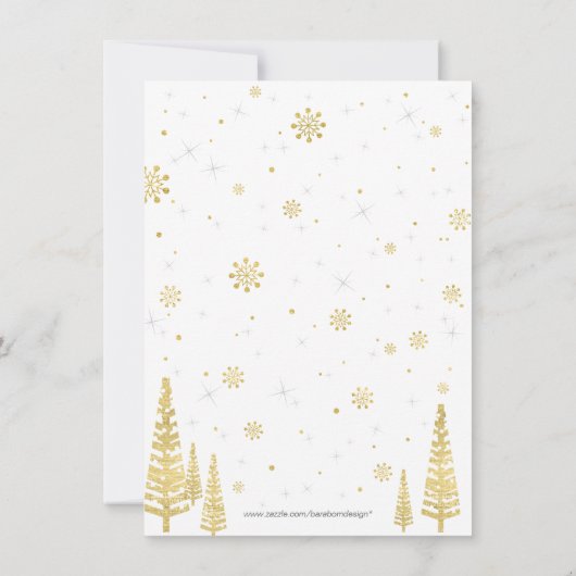 Winter Wunderland Dankeschön Karte - Schwarz & Gol (Rückseite)