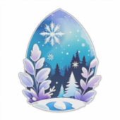 Winter-Wunderland-Ei-förmige Kunst Aufkleber (Vorderseite)