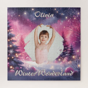 Winter-Wunderland-Foto & Name voller Laune Puzzle