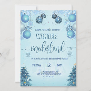 Winter-Wunderland für den ersten Geburtstag eines  Einladung