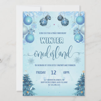 Winter-Wunderland für den ersten Geburtstag eines Einladung