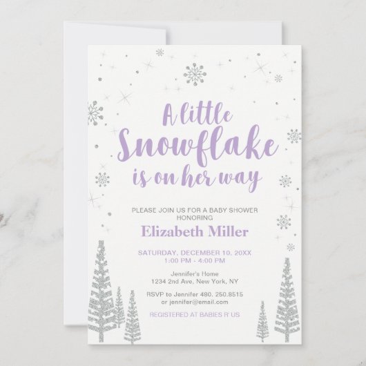 Winter Wunderland, Girl Baby Dusche/Baby Sprinkle Einladung (Vorderseite)