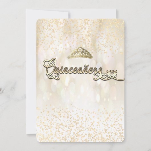 Winter Wunderland Gold Snowflake Girl Quinceañera Einladung (Rückseite)