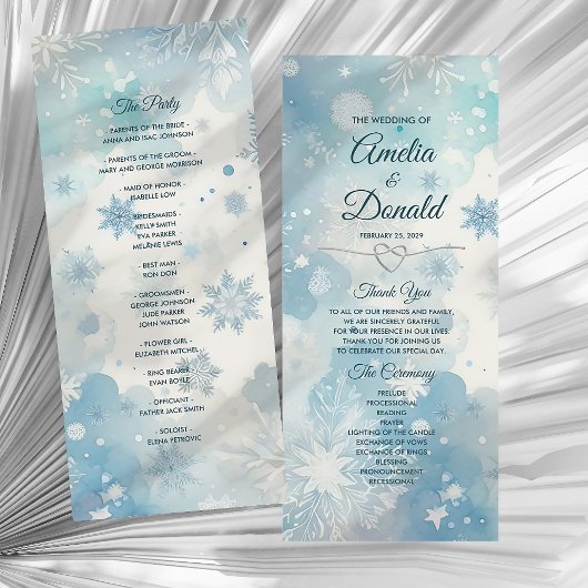 Winter-Wunderland-Hochzeitsprogrammkarte