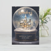 Winter Wunderland Kugel Glas Geburtstag Einladung (Stehend Vorderseite)