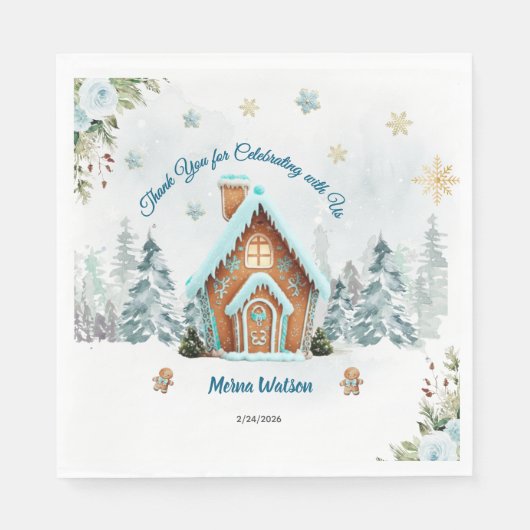 Winter-Wunderland Lebkuchen Serviette (Vorderseite)