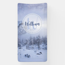 Winter Wunderland Nebel Fichtenwald Schneemonogram Banner