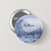 Winter Wunderland Nebel Fichtenwald Schneemonogram Button (Vorne & Hinten)